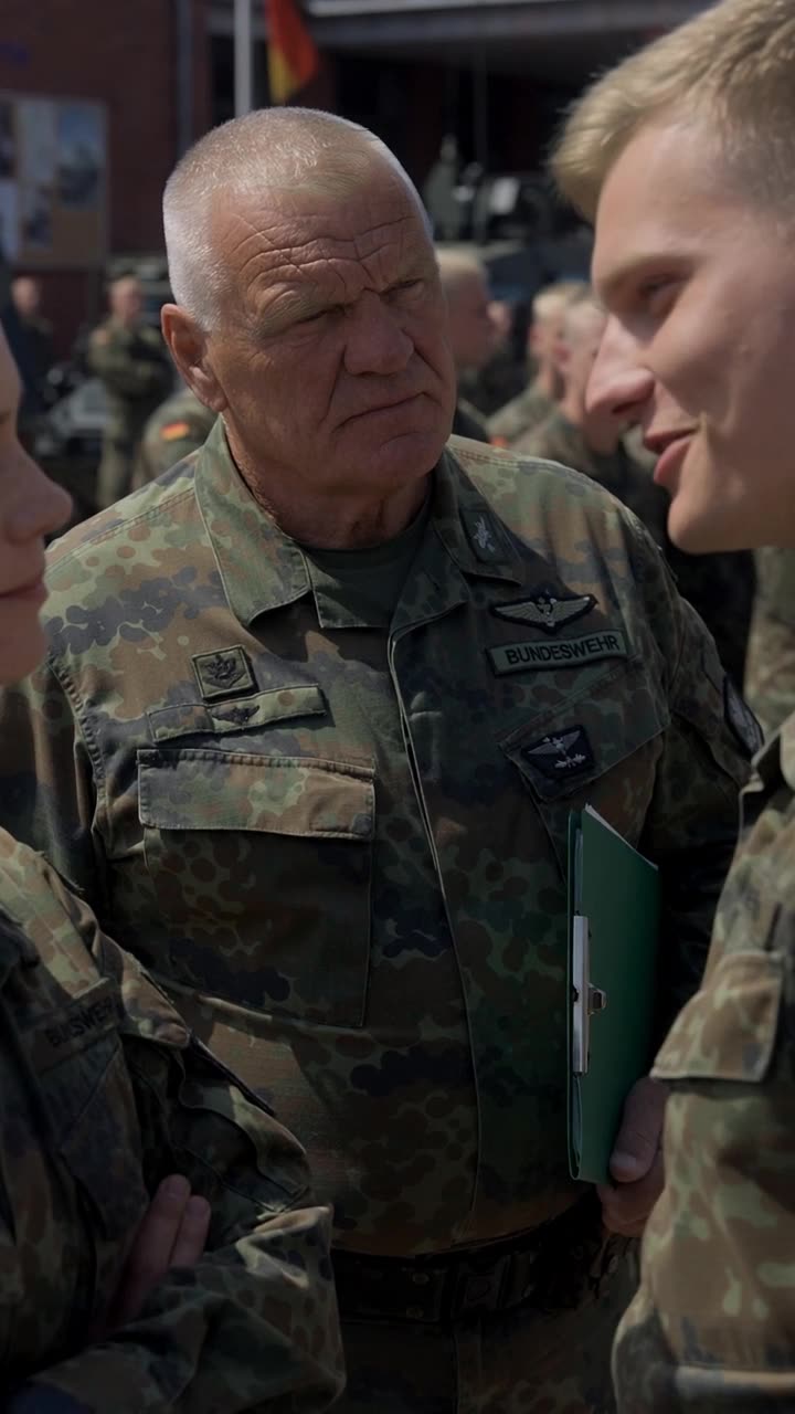 Lukas grinst selbstgefällig und meldet dem Kommandeur eine angebliche Befehlsverweigerung durch Hannah.