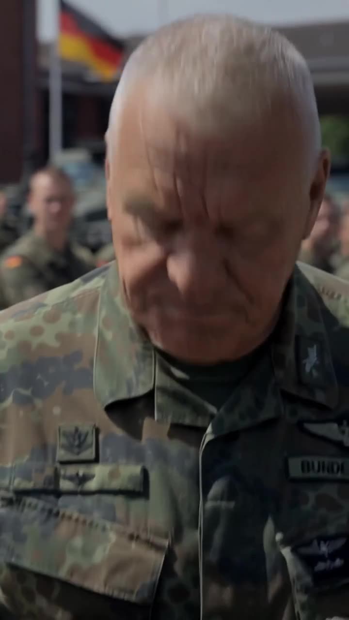 Der sichtlich erschütterte Oberst Richter blickt nach unten, nachdem er das Brandmal entdeckt hat.