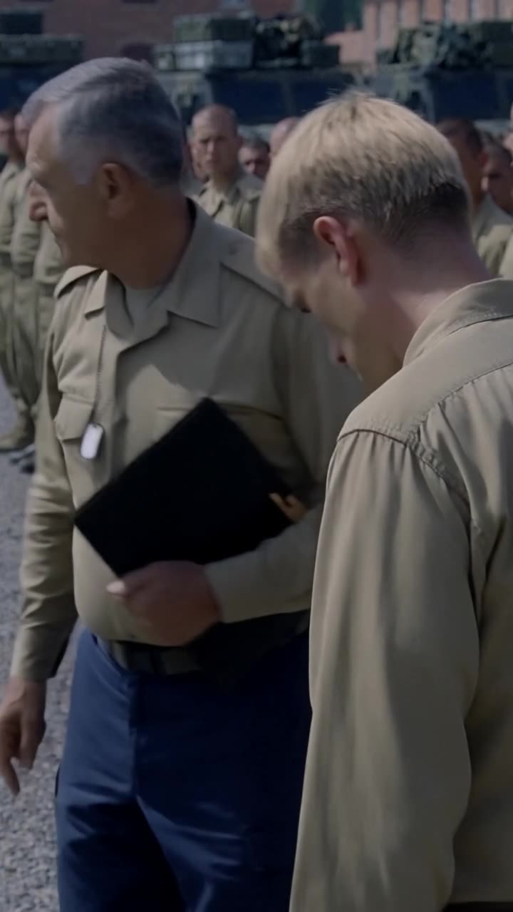 Julien lowers his head in humiliation and swallows hard as Philippe stands over him with the dossier.