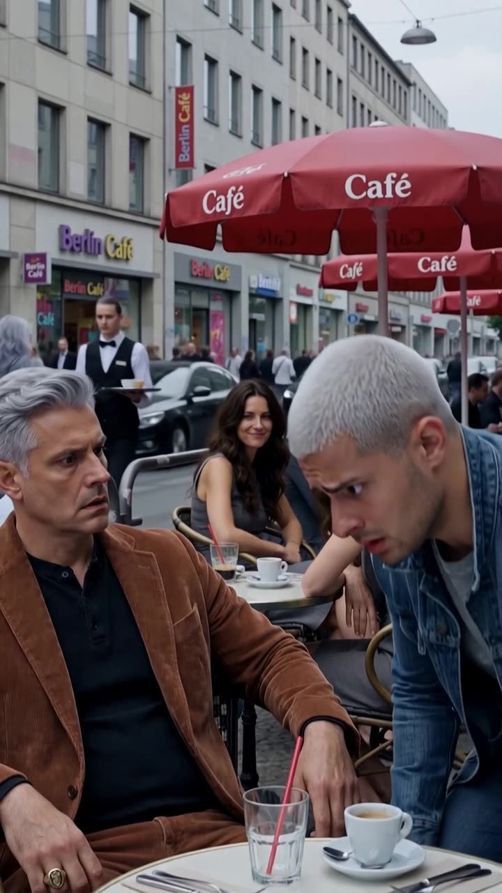 Jonas blickt völlig verunsichert und tief gebeugt auf den ungerührten Maximilian am Tisch hinab.