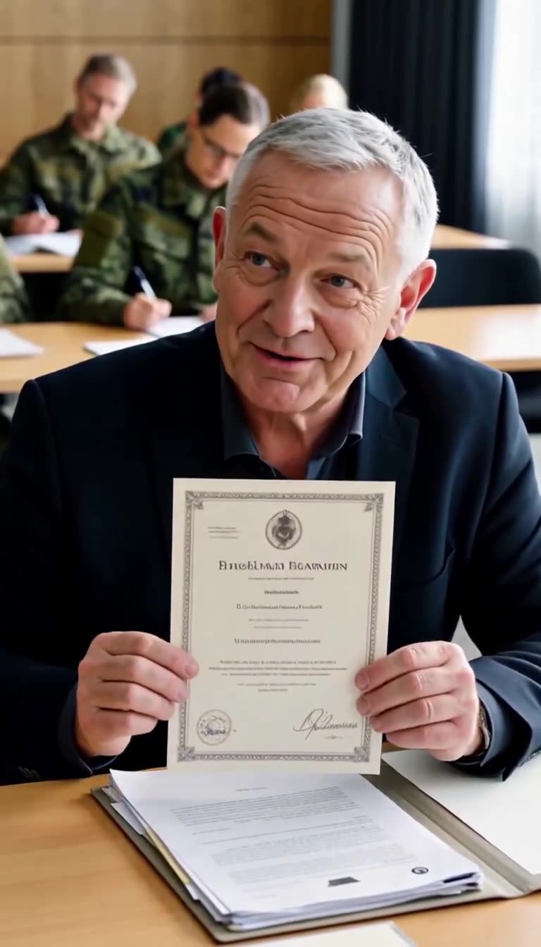 Wolfgang Richter hält triumphierend Katharinas Sterbeurkunde in die Höhe
