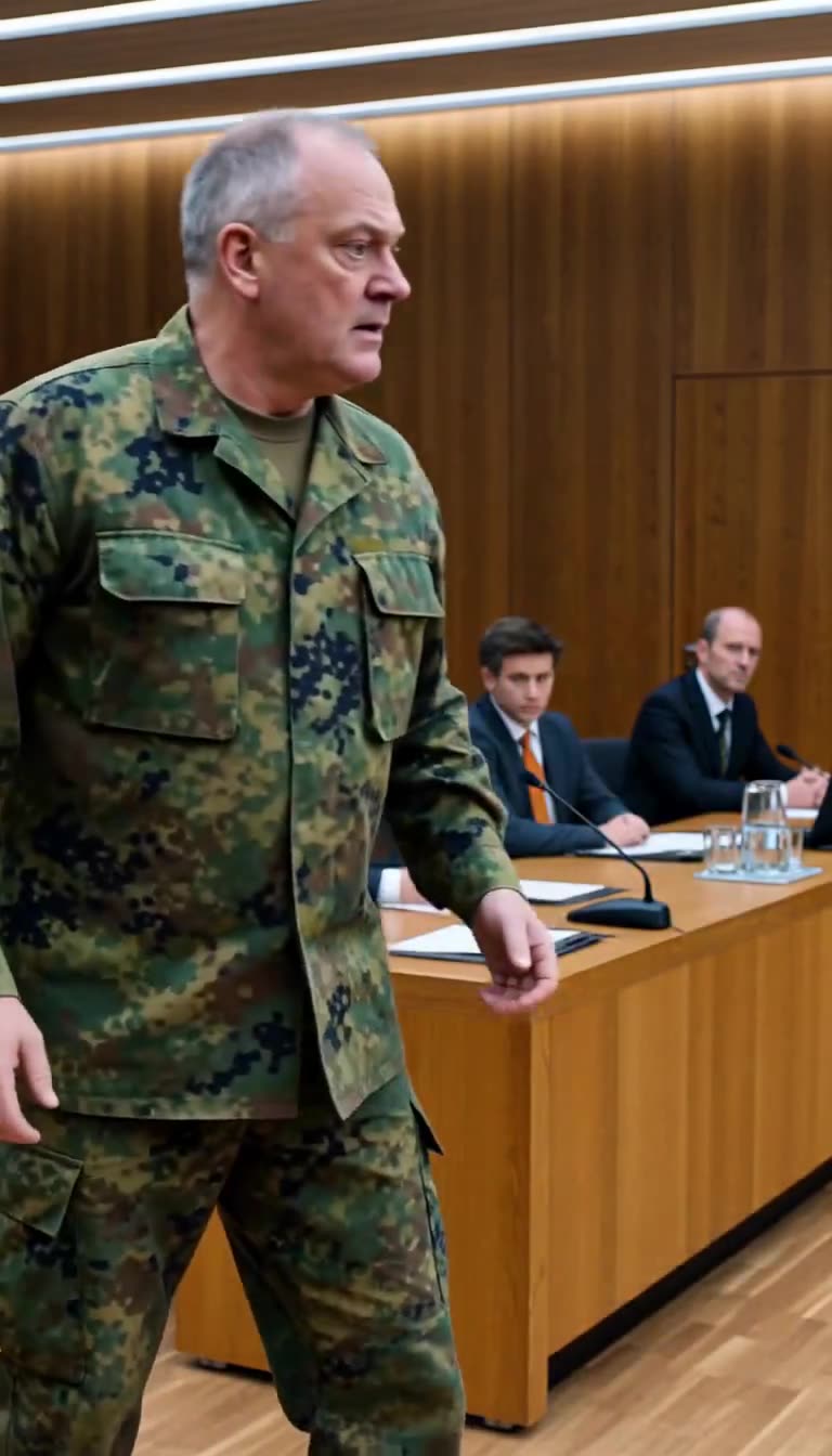 Feldjäger Marcus weicht erschrocken zurück, als die Hundeleine plötzlich reißt.