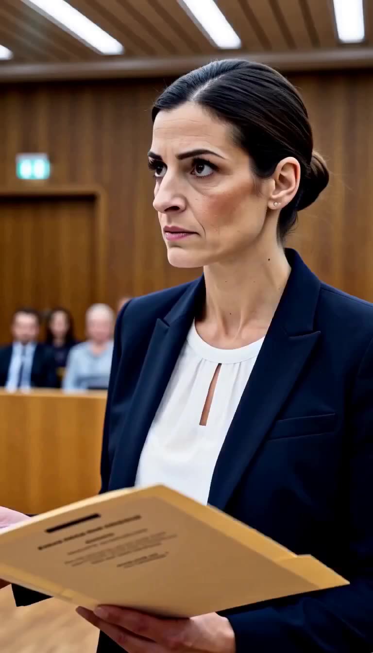 Die Staatsanwältin mustert die überraschend vorgelegten Beweise mit spürbarem Entsetzen.