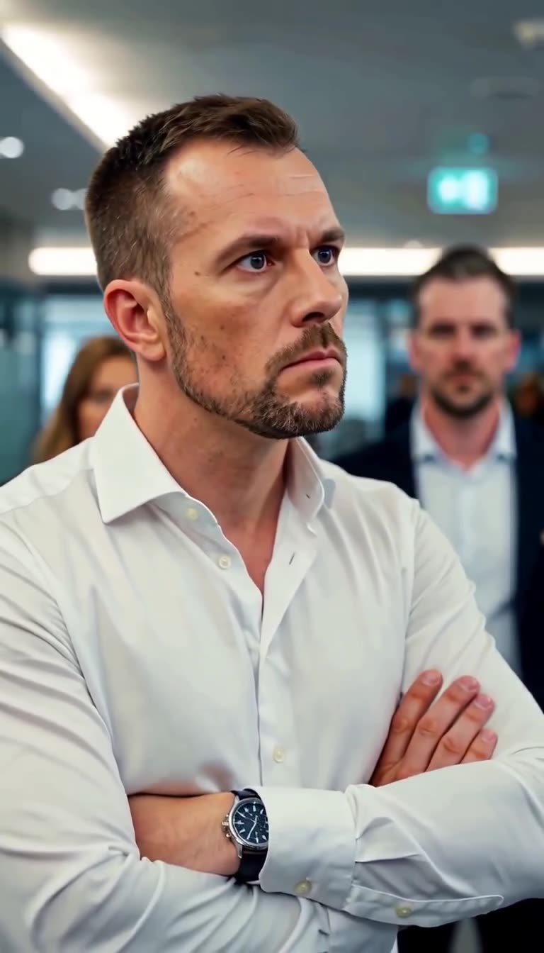 Florian blickt mit verschränkten Armen und gereiztem Gesichtsausdruck an seinem Gegenüber vorbei.
