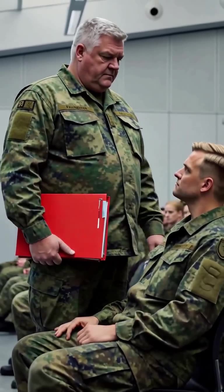 Thomas baut sich drohend hinter Florian auf, der schlagartig erschrocken nach oben blickt.