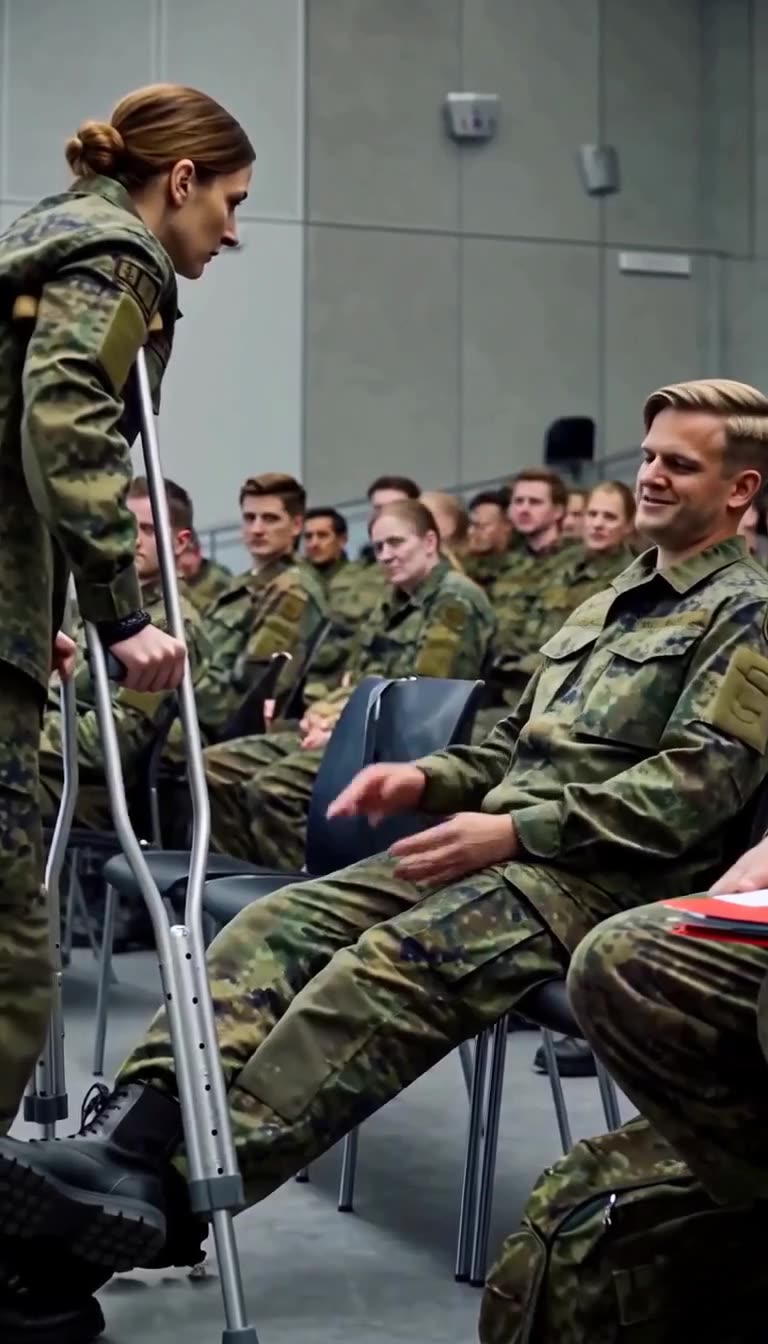 Leutnant Niklas Bergmann lümmelt überheblich auf seinem Stuhl und versperrt den Gang.