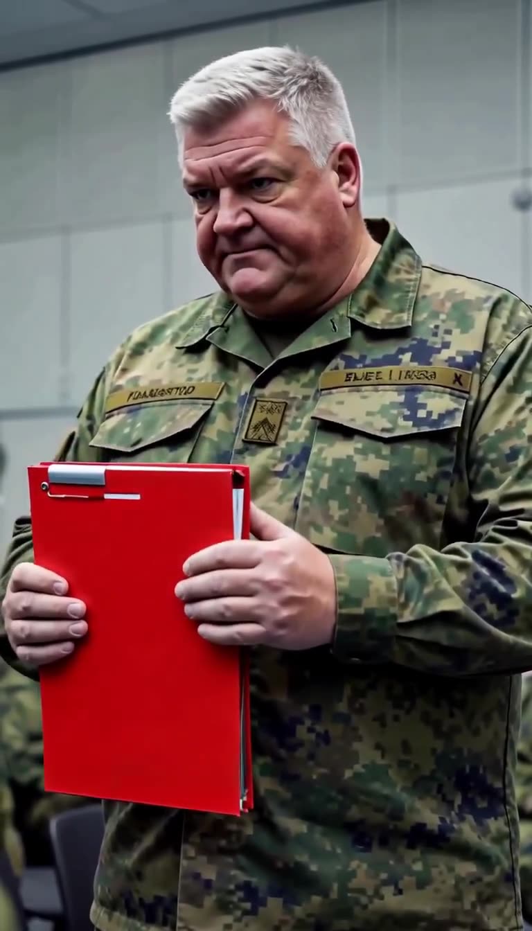 Kommandant Thomas hält die rote Untersuchungsakte fest in beiden Händen