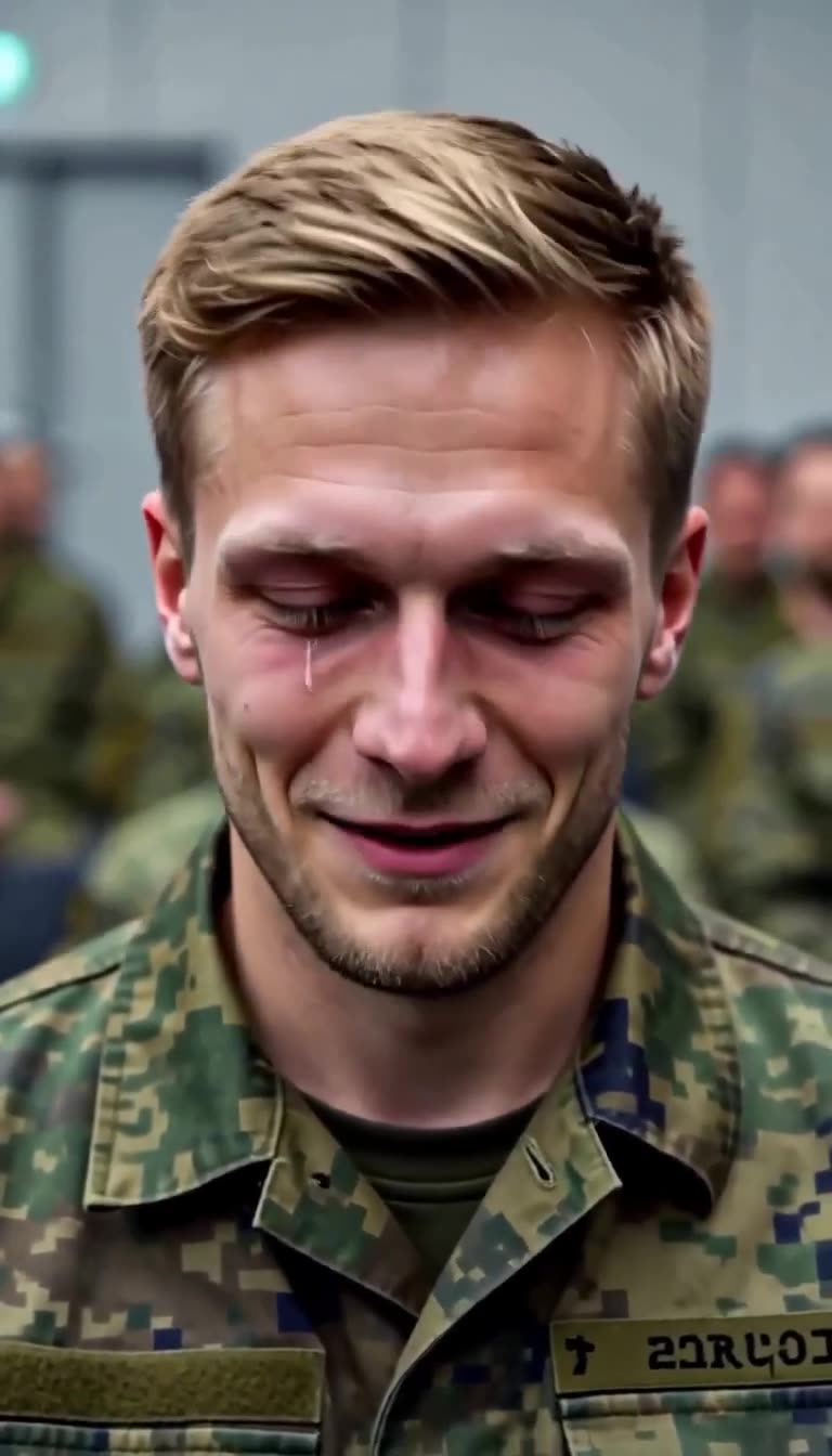 Leutnant Keller blickt beschämt und unter Tränen zu Boden