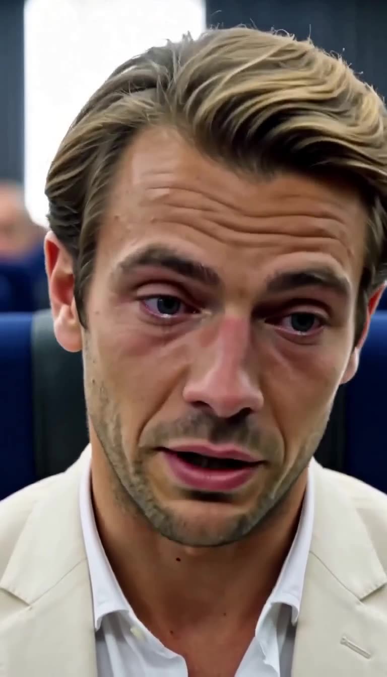 Lieutenant Mercier looking tearful and devastated in his cream blazer