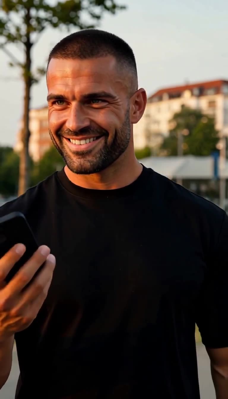 Lukas grinst triumphierend in die Kamera seines Mobiltelefons während der Konfrontation