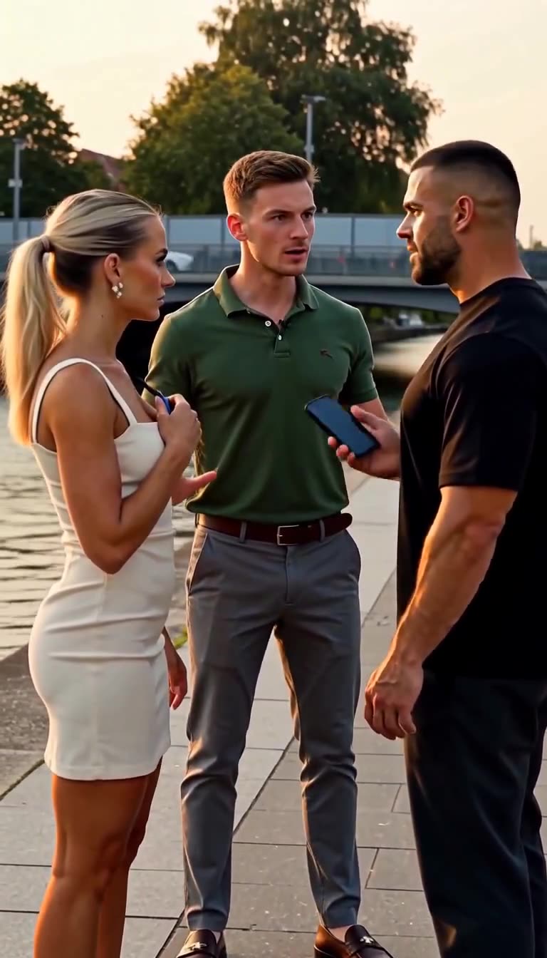 Jonas stellt sich schützend zwischen Lukas und Hannah am Flussufer