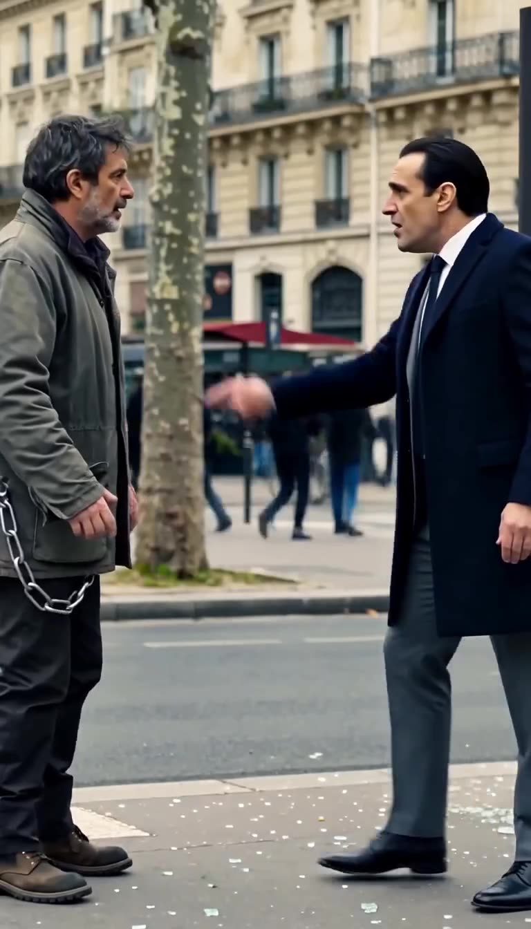 Alexandre points an accusing finger directly at Julien during a heated argument following the bus crash.