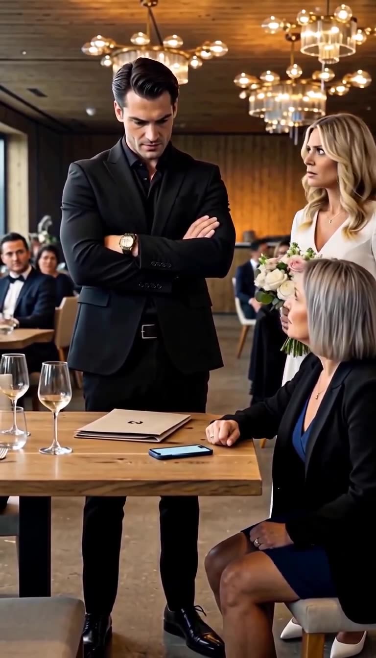 Renate konfrontiert Julian am Festtisch mit ernstem Blick, während Braut Katharina sichtlich beunruhigt zu ihrem Verlobten blickt.