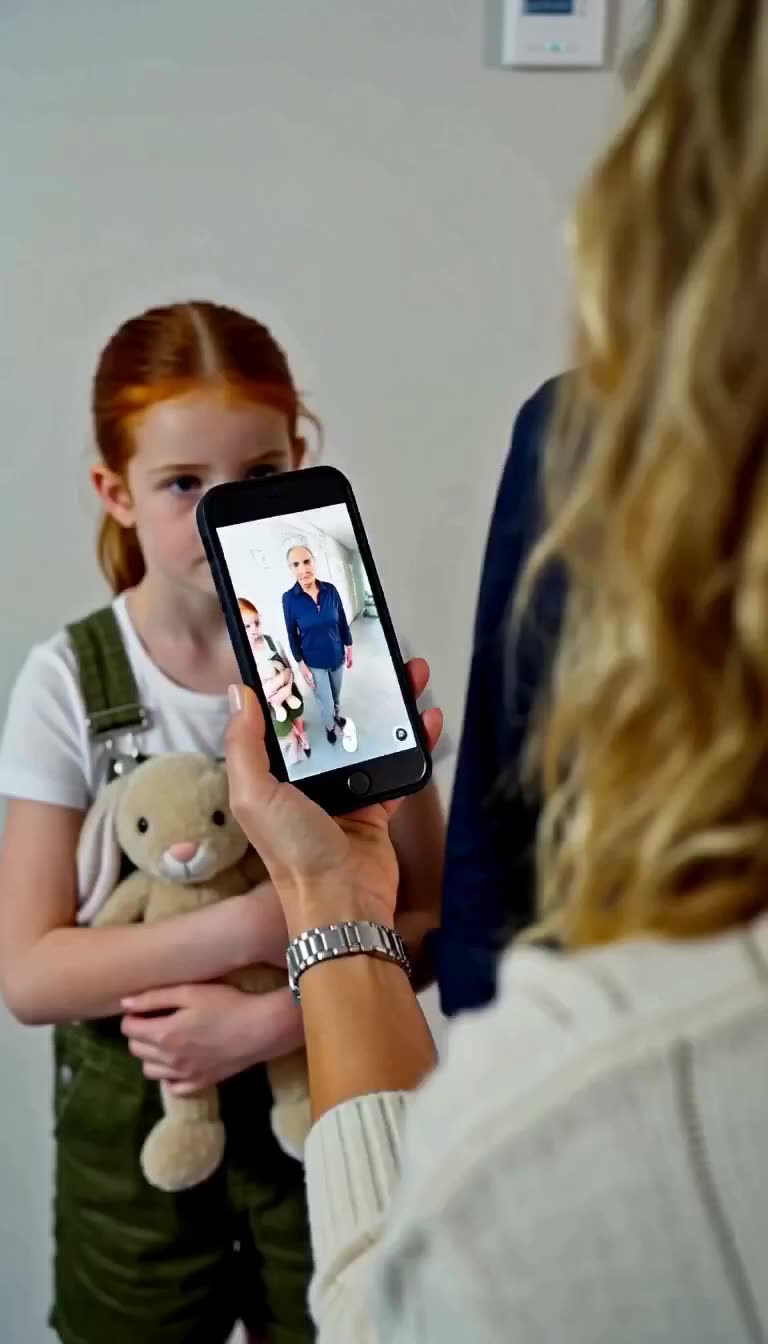 Elena zeigt das belastende Überwachungsvideo auf ihrem Smartphone vor Sophie