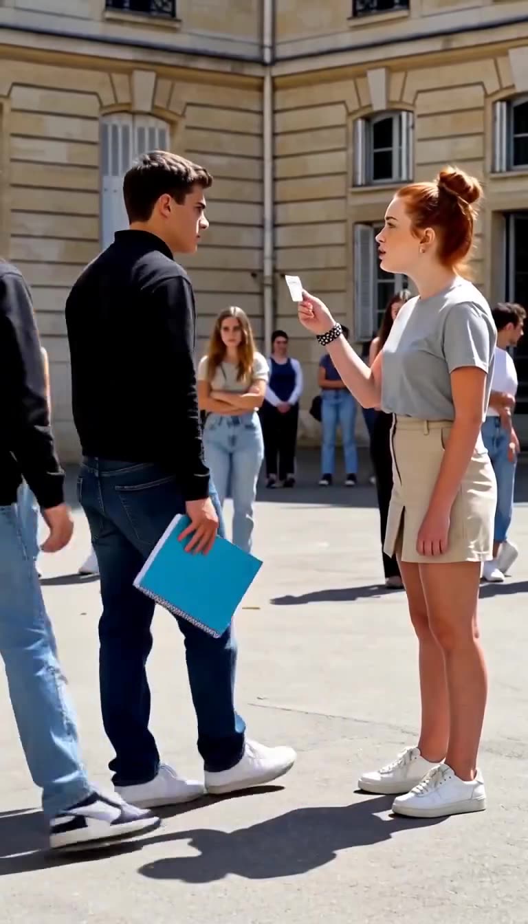 Camille orders Maxime to the principal's office as Lucas retrieves the blue notebook.