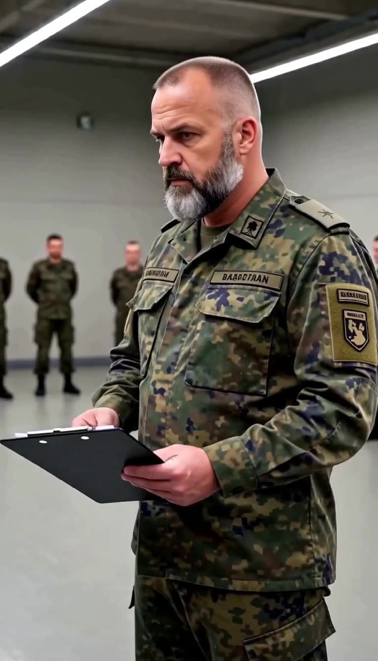 Ausbilder Thomas beobachtet die Szene mit ernstem Blick und Klemmbrett in der Hand
