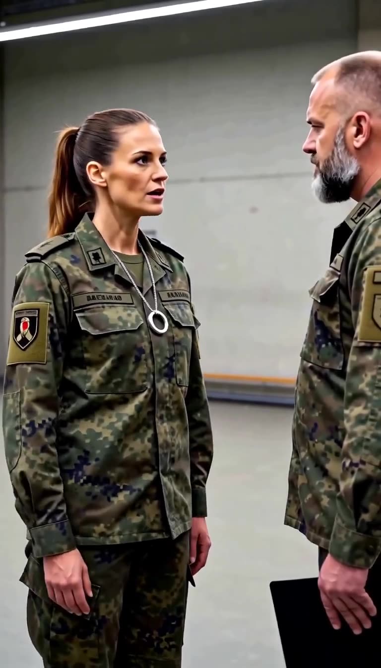 Lena spricht mit unerschütterlicher Ruhe zu Ausbilder Thomas und übernimmt das Kommando über das Training.