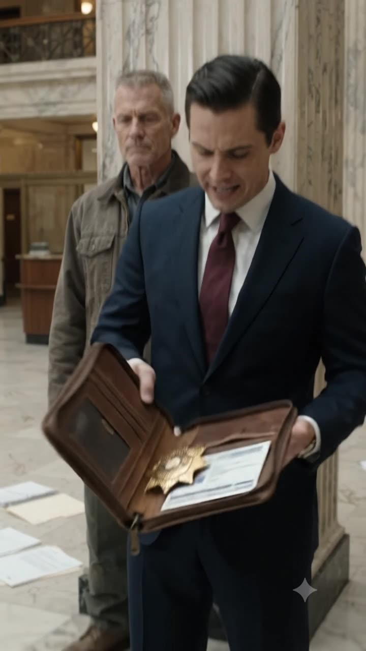 Trenton unzips the leather portfolio, revealing a gleaming gold compliance director badge inside.