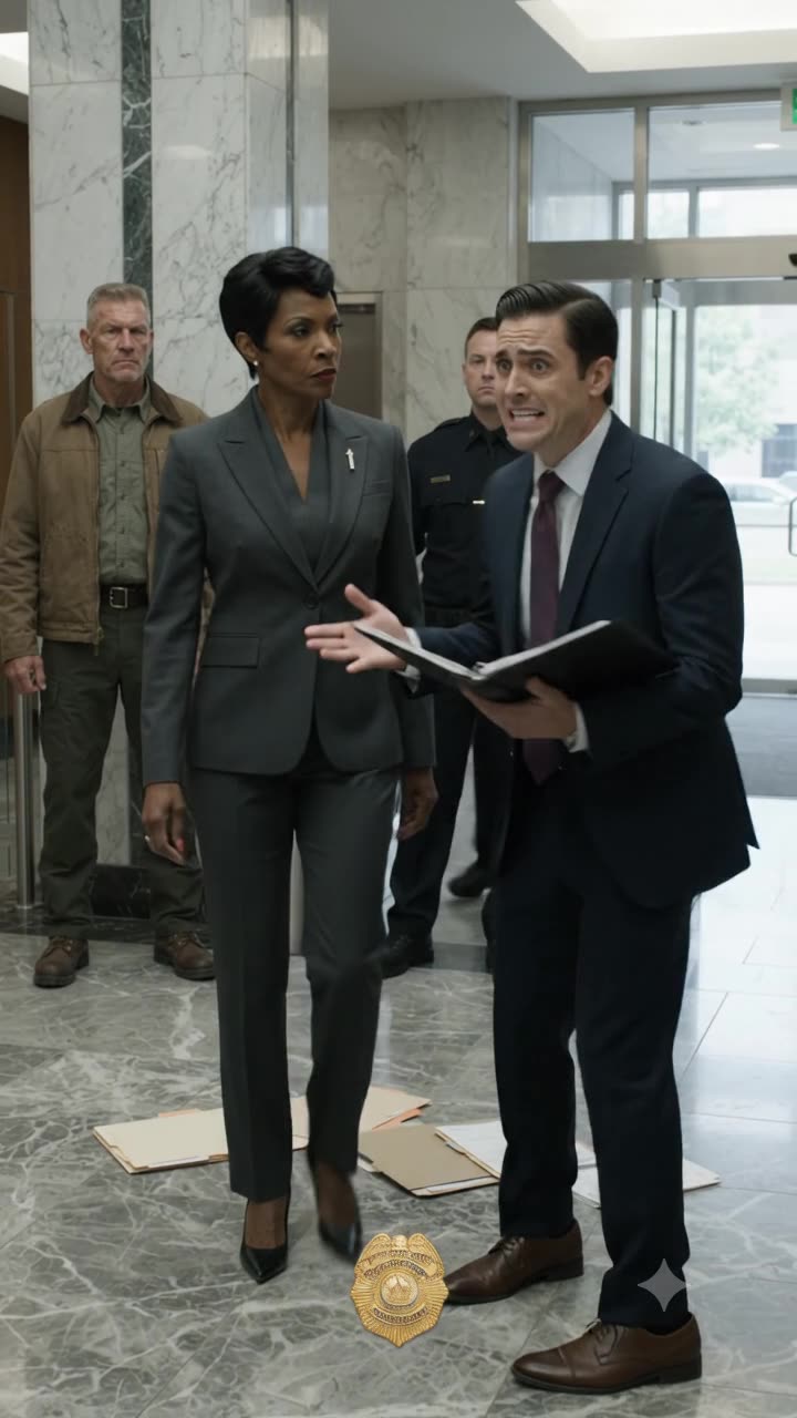 Panicked executive Trent Bradley desperately complains to Director Cross while Arthur Vance watches from the background.
