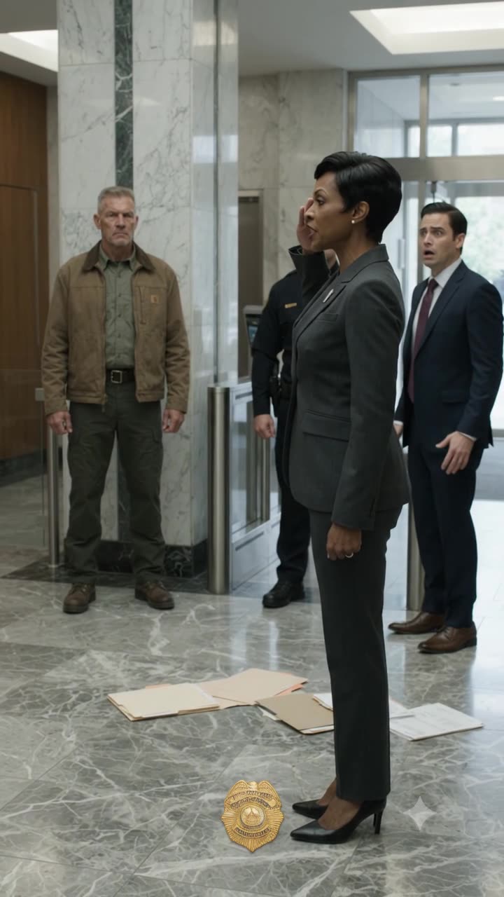 Director Cross renders a crisp military salute to Inspector Vance as Trent Bradley stares in frozen disbelief.