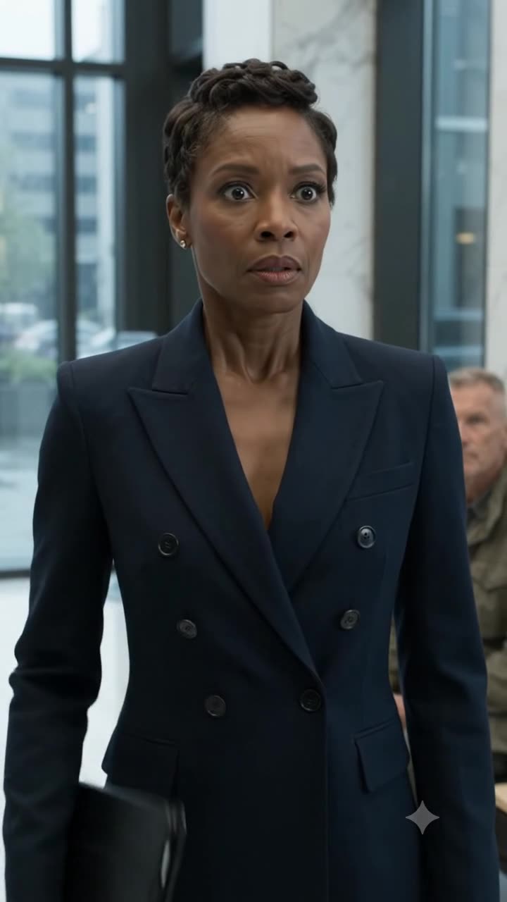 Evelyn Reed halts in stunned disbelief as she recognizes the veteran seated on the lobby bench.