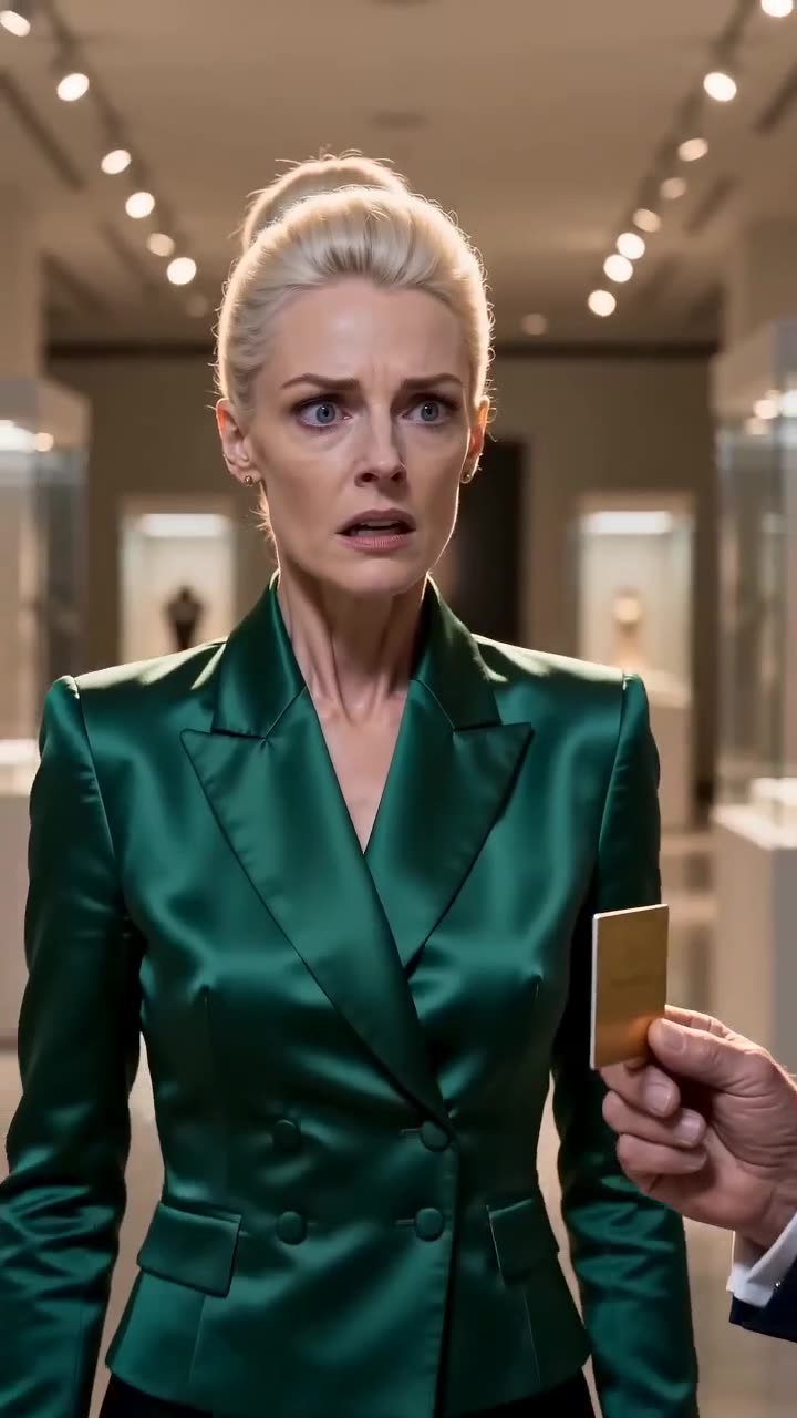 A senior director presents an executive credential to the stunned woman