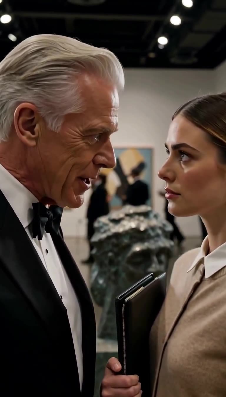 Clara stares calmly at Julian as the tension peaks before the crowd