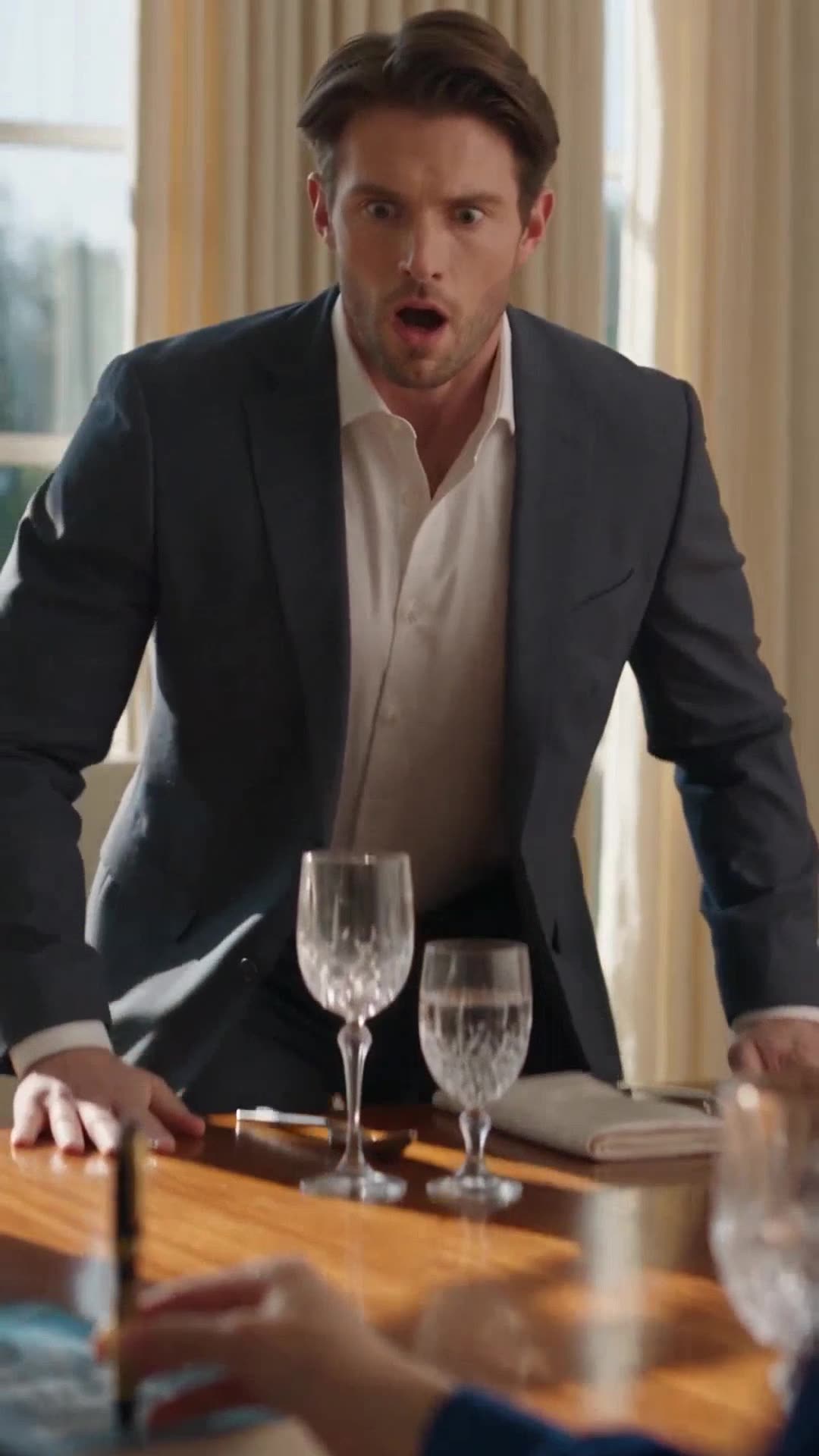 Rosalind's son reacts with utter disbelief at the dining table.
